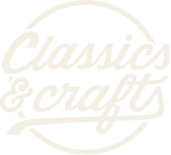 Transparent classics and crafts white circle logo